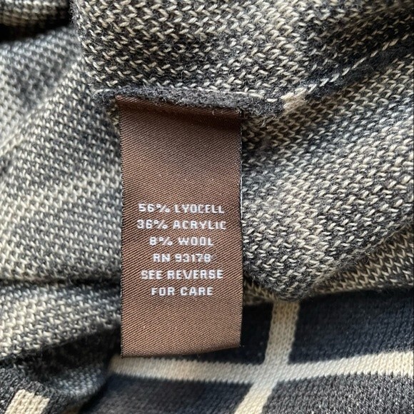 Adrienne Vittadini Sweater Knit Dress Gray Cream Windowpane Plaid Size Medium - Picture 7 of 11